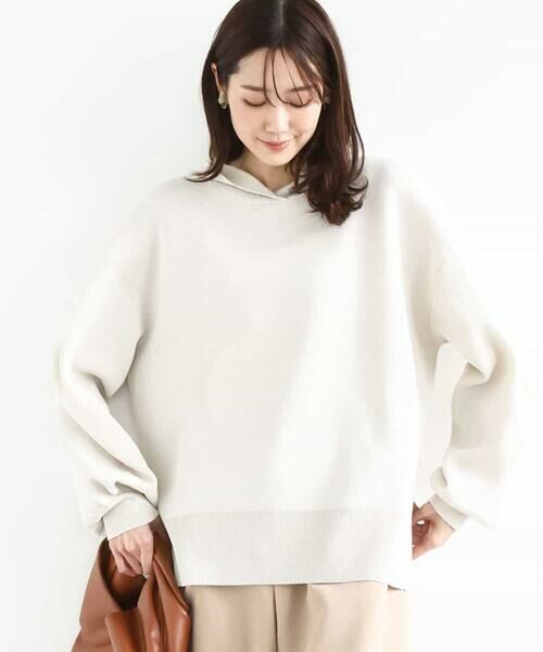 MK MICHEL KLEIN / エムケーミッシェルクラン ニット・セーター | スウェットライクニットフーディー/洗える(ベージュ)