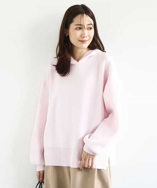 MK MICHEL KLEIN / エムケーミッシェルクラン ニット・セーター | スウェットライクニットフーディー/洗える | 詳細1