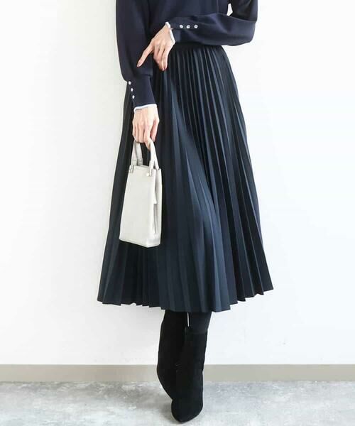 MK MICHEL KLEIN / エムケーミッシェルクラン ロング・マキシ丈スカート | プリーツデザインスカート/洗える | 詳細1