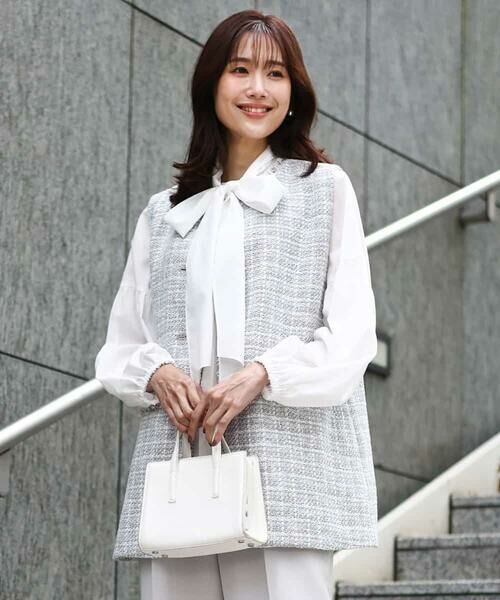 MK MICHEL KLEIN / エムケーミッシェルクラン ベスト | ツイードジレ/洗える(ライトブルー)