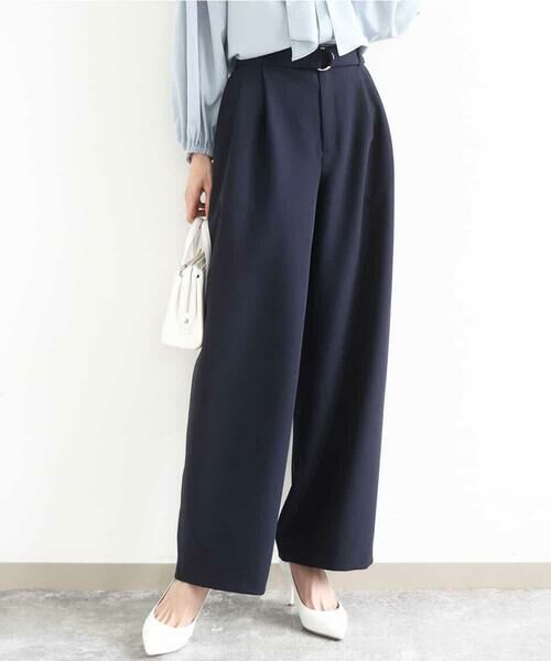 MK MICHEL KLEIN / エムケーミッシェルクラン チノ・ワークパンツ | バレルシルエットパンツ/洗える(ネイビー)