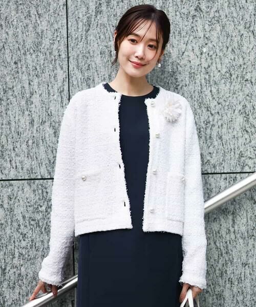 MK MICHEL KLEIN / エムケーミッシェルクラン セットアップ | ニットツィードジャケット/洗える | 詳細1