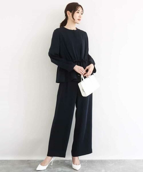 MK MICHEL KLEIN / エムケーミッシェルクラン ショート・ハーフ・半端丈パンツ | 共地ベルト付きワイドパンツ/撥水/防シワ/洗える | 詳細13