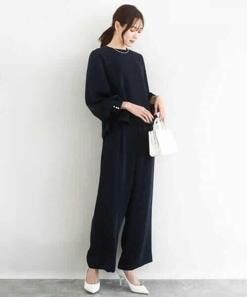 MK MICHEL KLEIN / エムケーミッシェルクラン ショート・ハーフ・半端丈パンツ | 共地ベルト付きワイドパンツ/撥水/防シワ/洗える | 詳細3