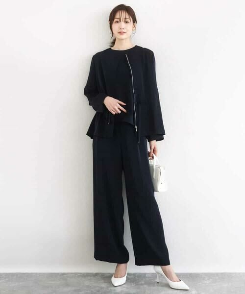 MK MICHEL KLEIN / エムケーミッシェルクラン ショート・ハーフ・半端丈パンツ | 共地ベルト付きワイドパンツ/撥水/防シワ/洗える | 詳細8