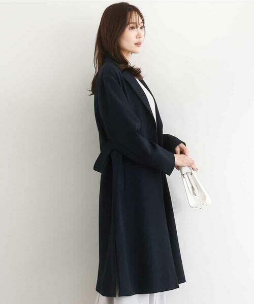 MK MICHEL KLEIN / エムケーミッシェルクラン その他アウター | ライトダブルクロスチェスターコート/洗える(ネイビー)