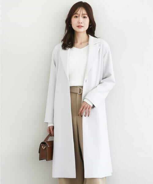 MK MICHEL KLEIN / エムケーミッシェルクラン その他アウター | ライトダブルクロスチェスターコート/洗える(ライトグレー)