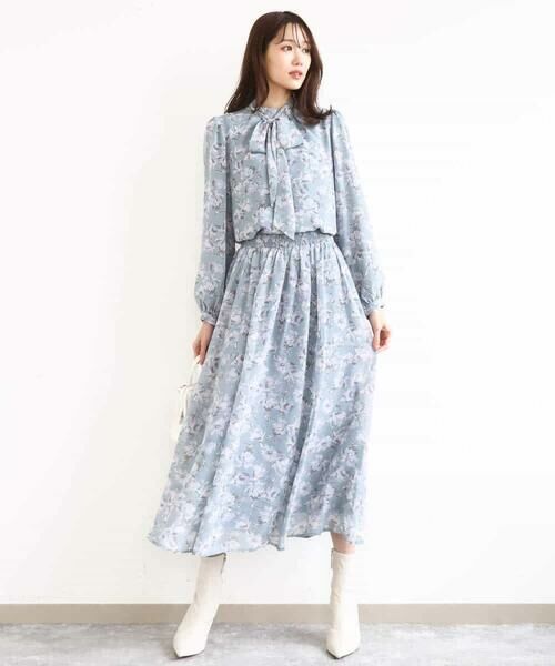 MK MICHEL KLEIN / エムケーミッシェルクラン シャツ・ブラウス | ボウタイ付き花柄シフォンブラウス/洗える | 詳細10