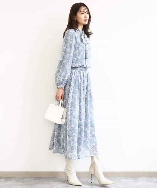 MK MICHEL KLEIN / エムケーミッシェルクラン シャツ・ブラウス | ボウタイ付き花柄シフォンブラウス/洗える | 詳細11