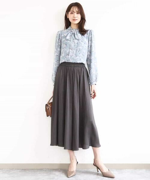 MK MICHEL KLEIN / エムケーミッシェルクラン シャツ・ブラウス | ボウタイ付き花柄シフォンブラウス/洗える | 詳細13