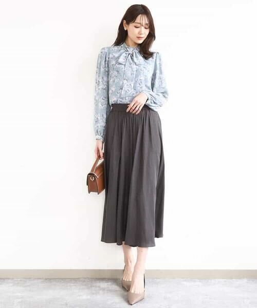 MK MICHEL KLEIN / エムケーミッシェルクラン シャツ・ブラウス | ボウタイ付き花柄シフォンブラウス/洗える | 詳細14