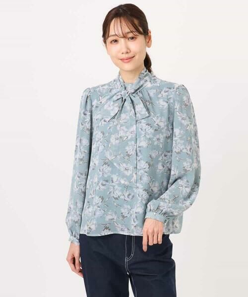 MK MICHEL KLEIN / エムケーミッシェルクラン シャツ・ブラウス | ボウタイ付き花柄シフォンブラウス/洗える | 詳細16