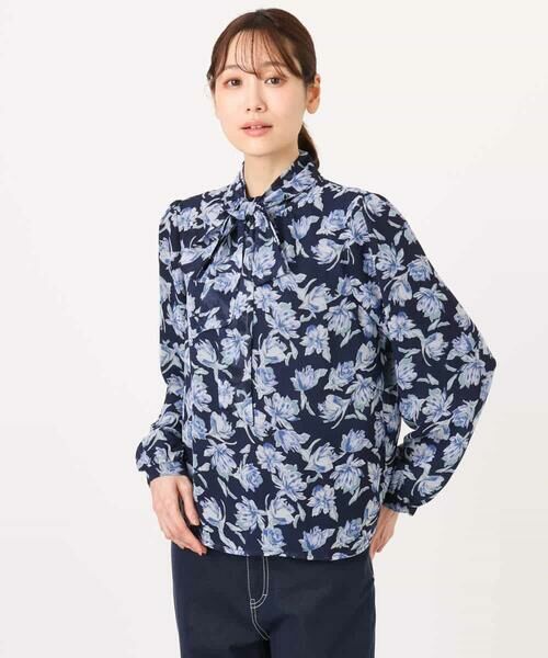 MK MICHEL KLEIN / エムケーミッシェルクラン シャツ・ブラウス | ボウタイ付き花柄シフォンブラウス/洗える | 詳細27