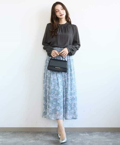 MK MICHEL KLEIN / エムケーミッシェルクラン シャツ・ブラウス | サテンフリルネックブラウス/接触冷感/UVカット/洗える | 詳細12