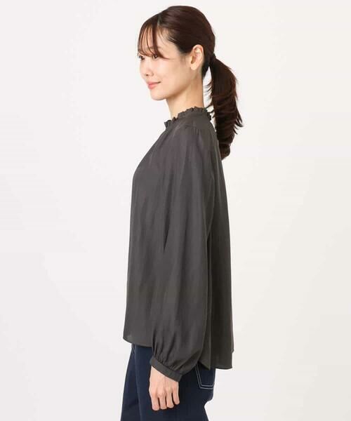 MK MICHEL KLEIN / エムケーミッシェルクラン シャツ・ブラウス | サテンフリルネックブラウス/接触冷感/UVカット/洗える | 詳細15