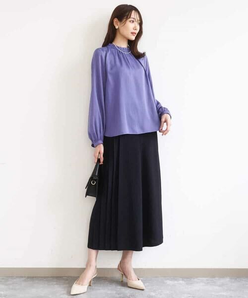 MK MICHEL KLEIN / エムケーミッシェルクラン シャツ・ブラウス | サテンフリルネックブラウス/接触冷感/UVカット/洗える | 詳細2