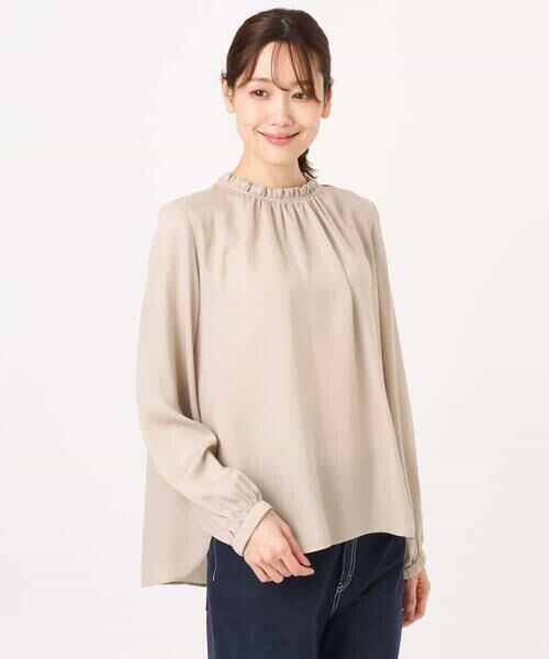 MK MICHEL KLEIN / エムケーミッシェルクラン シャツ・ブラウス | サテンフリルネックブラウス/接触冷感/UVカット/洗える | 詳細22