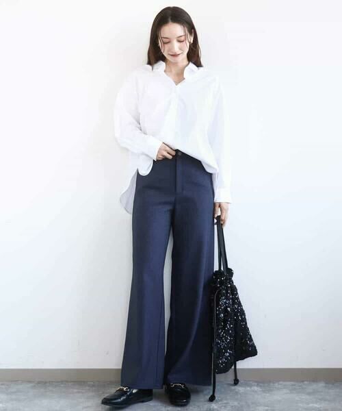 MK MICHEL KLEIN / エムケーミッシェルクラン シャツ・ブラウス | コットン混ベーシックシャツ（無地）/接触冷感/防シワ/洗える | 詳細2