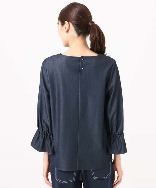 MK MICHEL KLEIN / エムケーミッシェルクラン シャツ・ブラウス | [SANAGARAシリーズ]デニムライク キャンディースリーブブラウス/接触冷感/UVカット/洗える | 詳細22