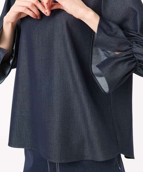 MK MICHEL KLEIN / エムケーミッシェルクラン シャツ・ブラウス | [SANAGARAシリーズ]デニムライク キャンディースリーブブラウス/接触冷感/UVカット/洗える | 詳細26