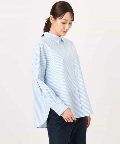 MK MICHEL KLEIN / エムケーミッシェルクラン シャツ・ブラウス | コットン混ベーシックシャツ（ストライプ）/接触冷感/防シワ/洗える | 詳細13