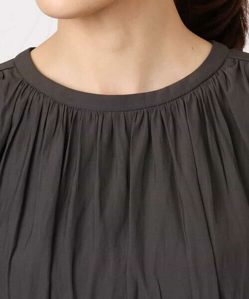 MK MICHEL KLEIN / エムケーミッシェルクラン ロング・マキシ丈ワンピース | サテンギャザーワンピース/洗える | 詳細21