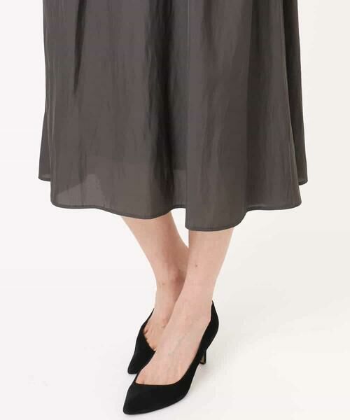 MK MICHEL KLEIN / エムケーミッシェルクラン ロング・マキシ丈ワンピース | サテンギャザーワンピース/洗える | 詳細25