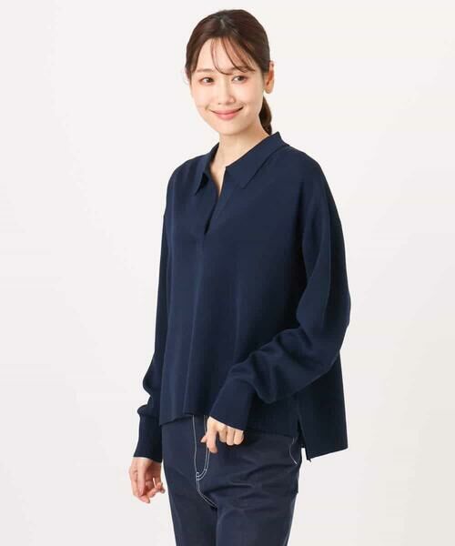 MK MICHEL KLEIN / エムケーミッシェルクラン ニット・セーター | 衿付きラガーニット/洗える | 詳細16