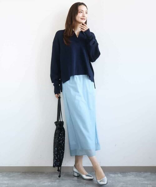 MK MICHEL KLEIN / エムケーミッシェルクラン ニット・セーター | 衿付きラガーニット/洗える | 詳細3