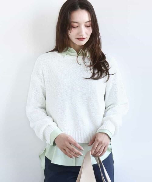 MK MICHEL KLEIN / エムケーミッシェルクラン ニット・セーター | 鹿の子編みニット/洗える | 詳細1