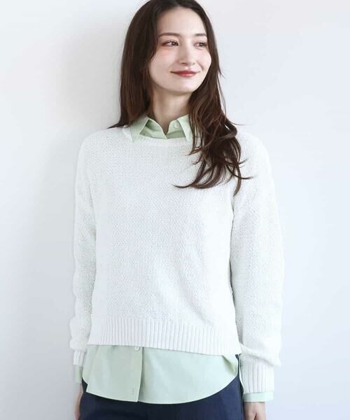 MK MICHEL KLEIN / エムケーミッシェルクラン ニット・セーター | 鹿の子編みニット/洗える（ホワイト）