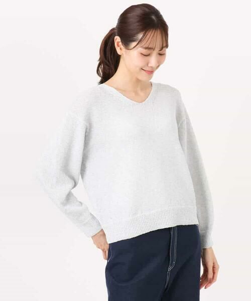 MK MICHEL KLEIN / エムケーミッシェルクラン ニット・セーター | ラメ入りノットヤーンVネックニット/洗える | 詳細24