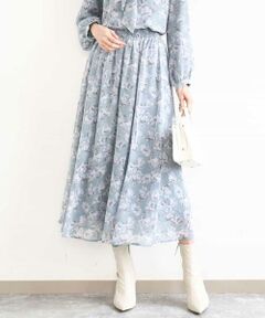 MK MICHEL KLEIN / エムケーミッシェルクラン ロング・マキシ丈スカート | 花柄シフォンスカート/洗える