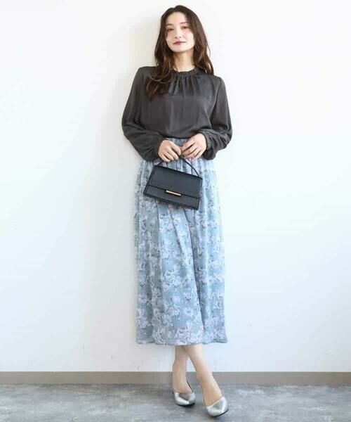 MK MICHEL KLEIN / エムケーミッシェルクラン ロング・マキシ丈スカート | 花柄シフォンスカート/洗える | 詳細13