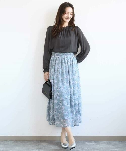 MK MICHEL KLEIN / エムケーミッシェルクラン ロング・マキシ丈スカート | 花柄シフォンスカート/洗える | 詳細15