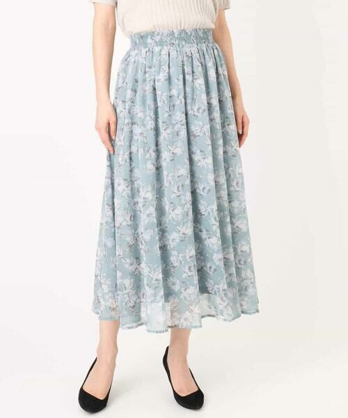 MK MICHEL KLEIN / エムケーミッシェルクラン ロング・マキシ丈スカート | 花柄シフォンスカート/洗える | 詳細16