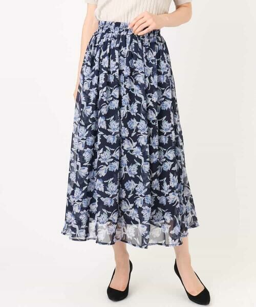 MK MICHEL KLEIN / エムケーミッシェルクラン ロング・マキシ丈スカート | 花柄シフォンスカート/洗える | 詳細22