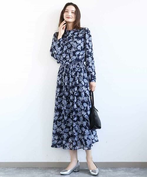 MK MICHEL KLEIN / エムケーミッシェルクラン ロング・マキシ丈スカート | 花柄シフォンスカート/洗える | 詳細4