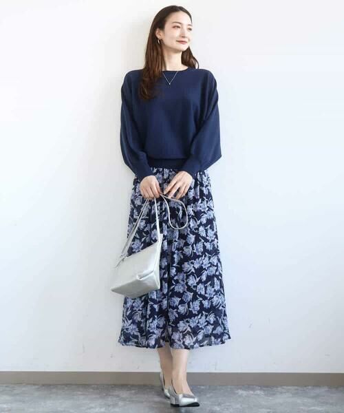 MK MICHEL KLEIN / エムケーミッシェルクラン ロング・マキシ丈スカート | 花柄シフォンスカート/洗える | 詳細5