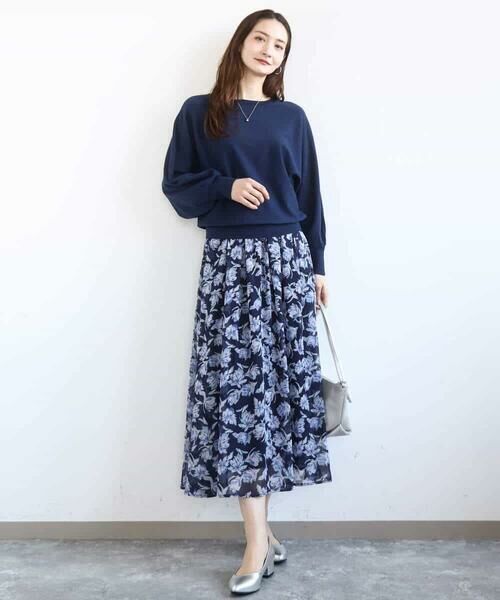 MK MICHEL KLEIN / エムケーミッシェルクラン ロング・マキシ丈スカート | 花柄シフォンスカート/洗える | 詳細7