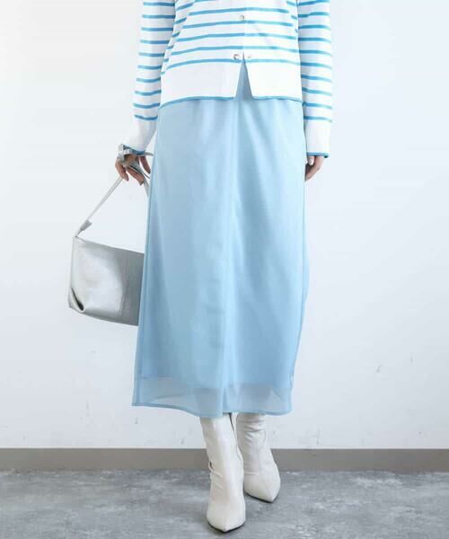 MK MICHEL KLEIN / エムケーミッシェルクラン ロング・マキシ丈スカート | オーガンジートリコットシアータイトスカート/洗える | 詳細1