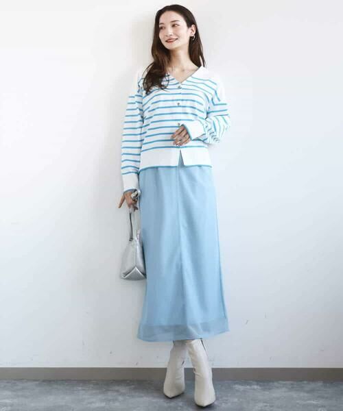 MK MICHEL KLEIN / エムケーミッシェルクラン ロング・マキシ丈スカート | オーガンジートリコットシアータイトスカート/洗える | 詳細3