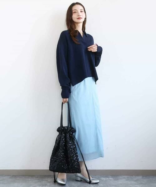 MK MICHEL KLEIN / エムケーミッシェルクラン ロング・マキシ丈スカート | オーガンジートリコットシアータイトスカート/洗える | 詳細5