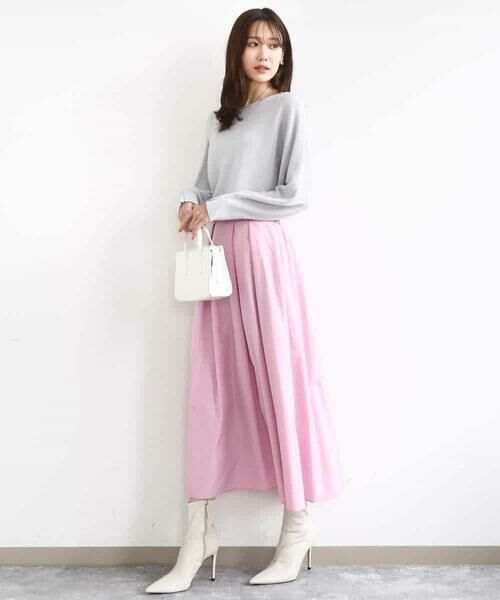 MK MICHEL KLEIN / エムケーミッシェルクラン ロング・マキシ丈スカート | タックフレアスカート（無地）/洗える | 詳細11