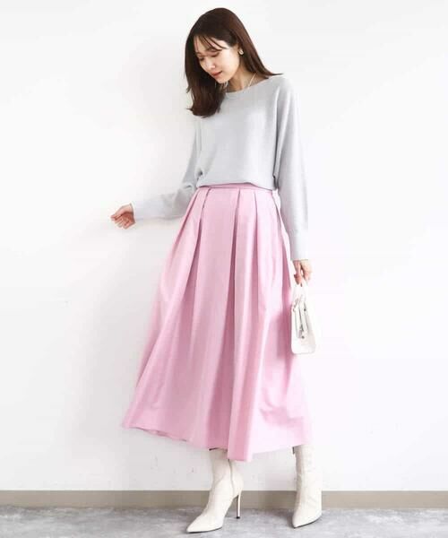 MK MICHEL KLEIN / エムケーミッシェルクラン ロング・マキシ丈スカート | タックフレアスカート（無地）/洗える | 詳細12