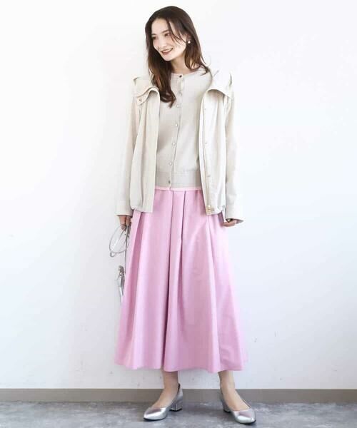 MK MICHEL KLEIN / エムケーミッシェルクラン ロング・マキシ丈スカート | タックフレアスカート（無地）/洗える | 詳細3