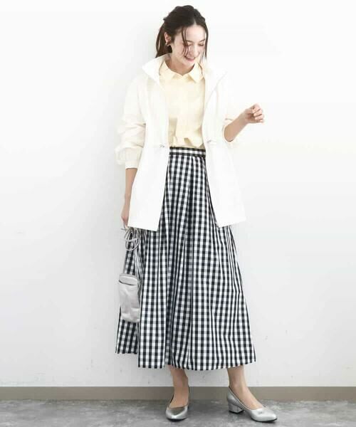 MK MICHEL KLEIN / エムケーミッシェルクラン ロング・マキシ丈スカート | タックフレアスカート（ギンガムチェック）/洗える | 詳細8