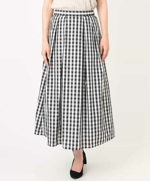 MK MICHEL KLEIN / エムケーミッシェルクラン ロング・マキシ丈スカート | タックフレアスカート（ギンガムチェック）/洗える | 詳細9