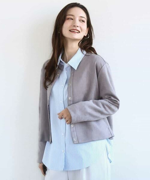 MK MICHEL KLEIN / エムケーミッシェルクラン その他アウター | フェイクスウェード ドット釦ジャケット/洗える | 詳細1