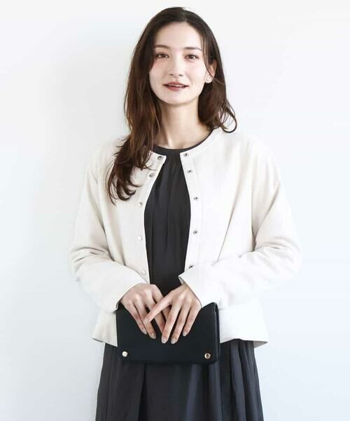 MK MICHEL KLEIN / エムケーミッシェルクラン その他アウター | フェイクスウェード ドット釦ジャケット/洗える（アイボリー）